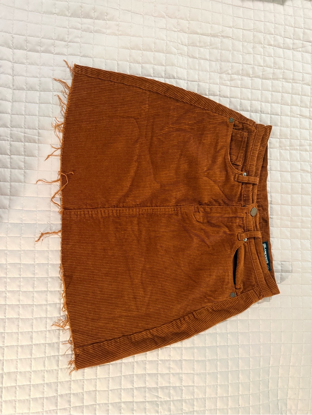 Blank NYC Rust Corduroy Frayed Hem Mini Skirt